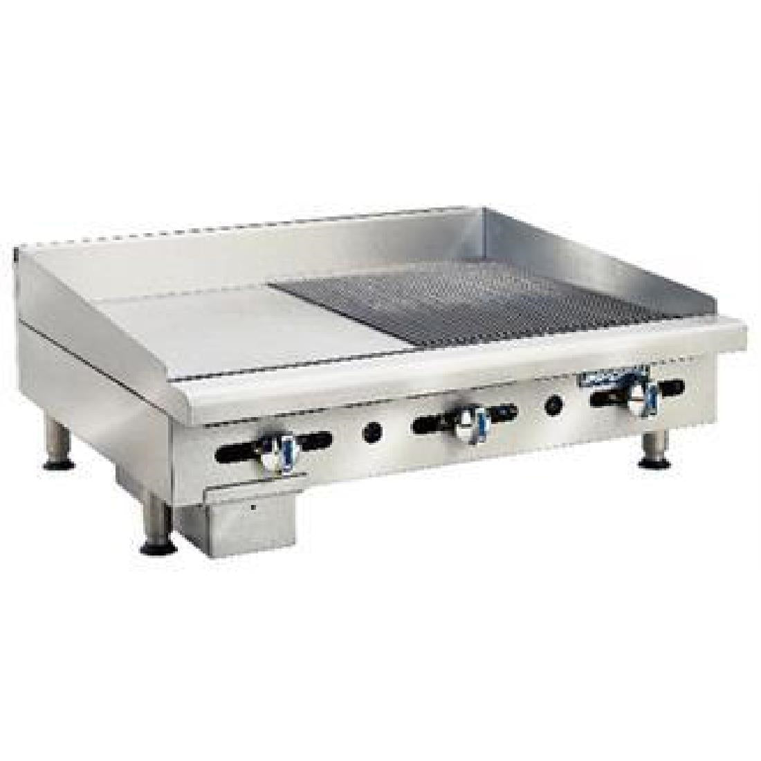 Imperial Thermostatic Ribbed and Smooth Natural Gas Griddle ITG-18-GG18