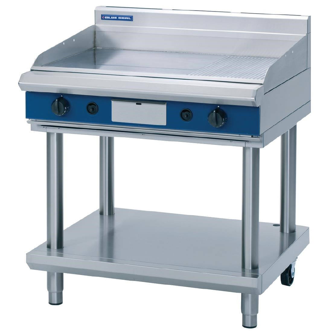 Blue Seal Evolution Chrome 1/3 Ribbed Griddle with Leg Stand Nat Gas 900mm GP516-LS/N