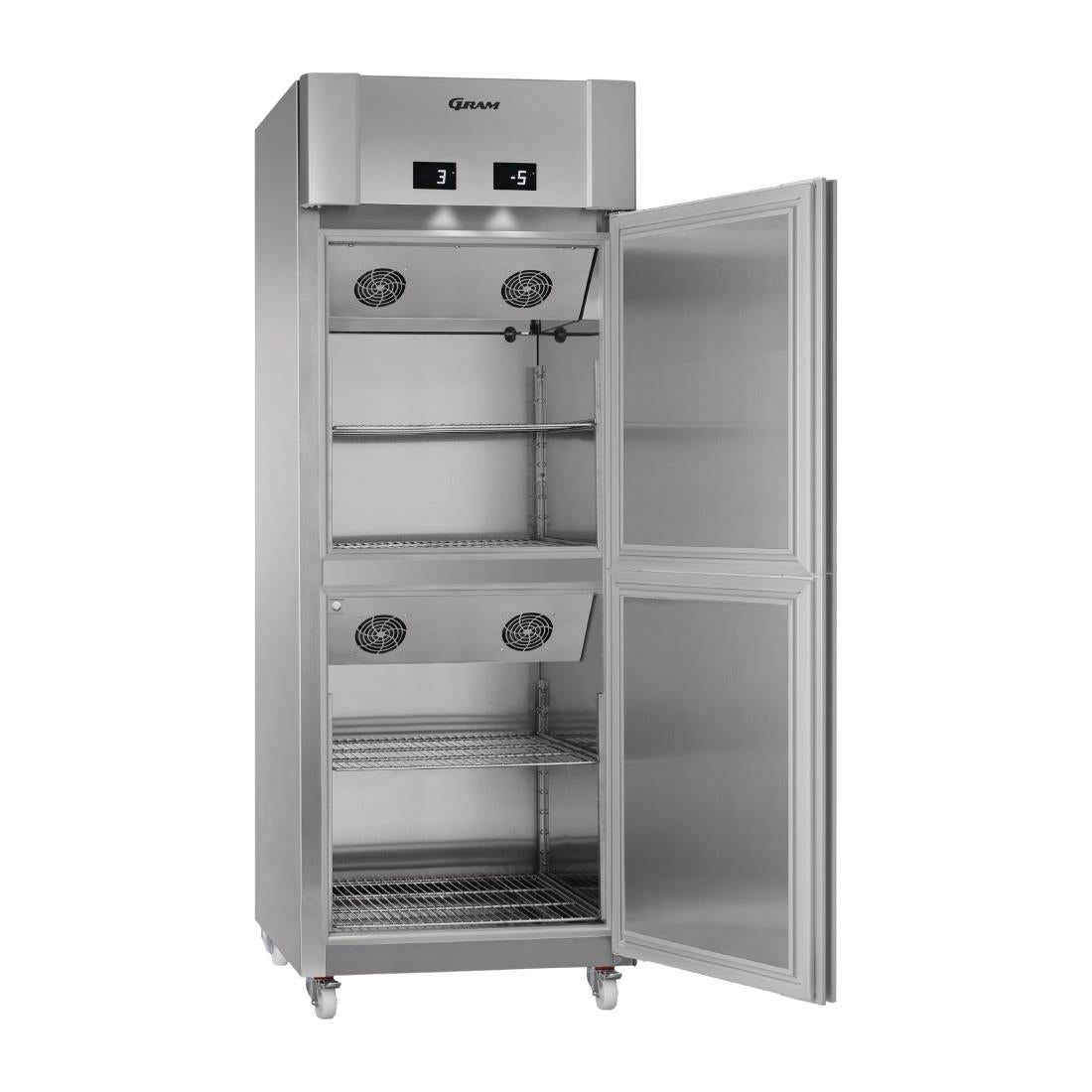 Gram Eco Twin 2 Half Door 456Ltr Combi Meat Fridge/Freezer MF 82 CCG C1 4S